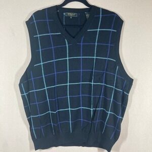 Vtg Bobby Jones Mens Silk Blend Sweater Vest XXL Navy Golf Academia Grandpacore